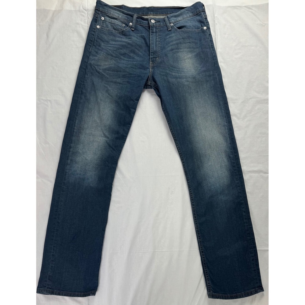Levis 513 Slim Straight Jeans Mens 34x34 Blue Denim Stretch Medium Wash - Picture 8 of 16